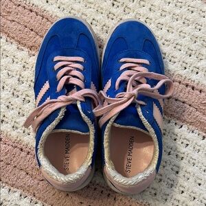 Steve Madden Blue Suede Sneakers with Pink Details!  Worn only a few times.